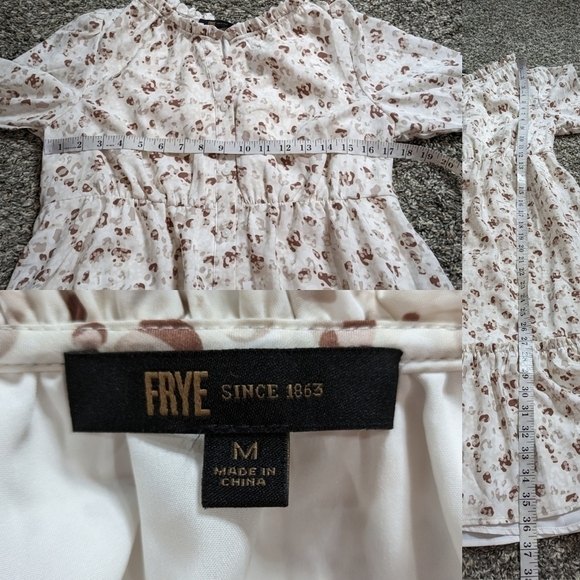 Frye white tan & brown long sleeve button up dress M - Picture 10 of 10